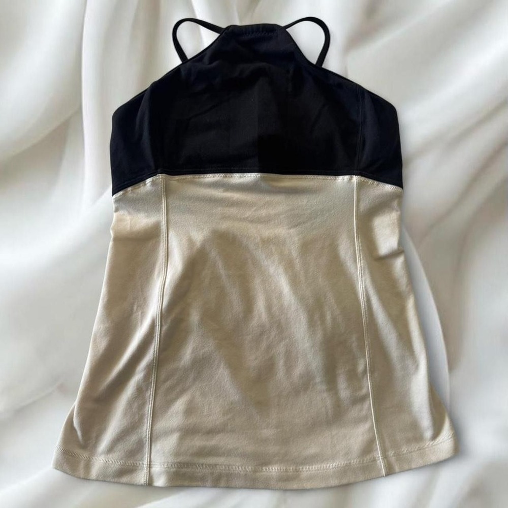 Y2K vintage black and white Lululemon halter babydoll tank top